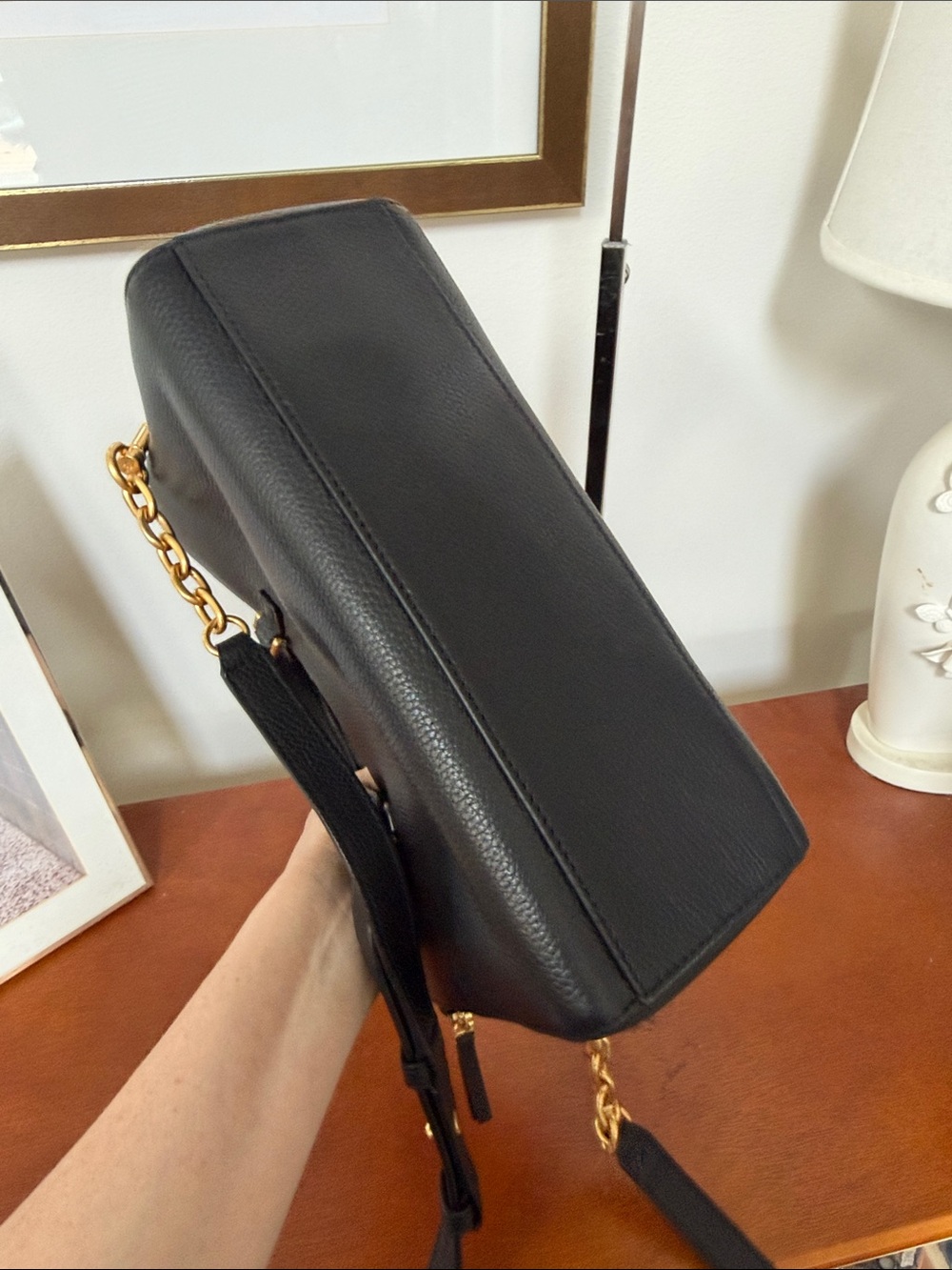 Tory Burch Black Pebbled Leather Satchel with Gold Hardware - Picture 13 of 15